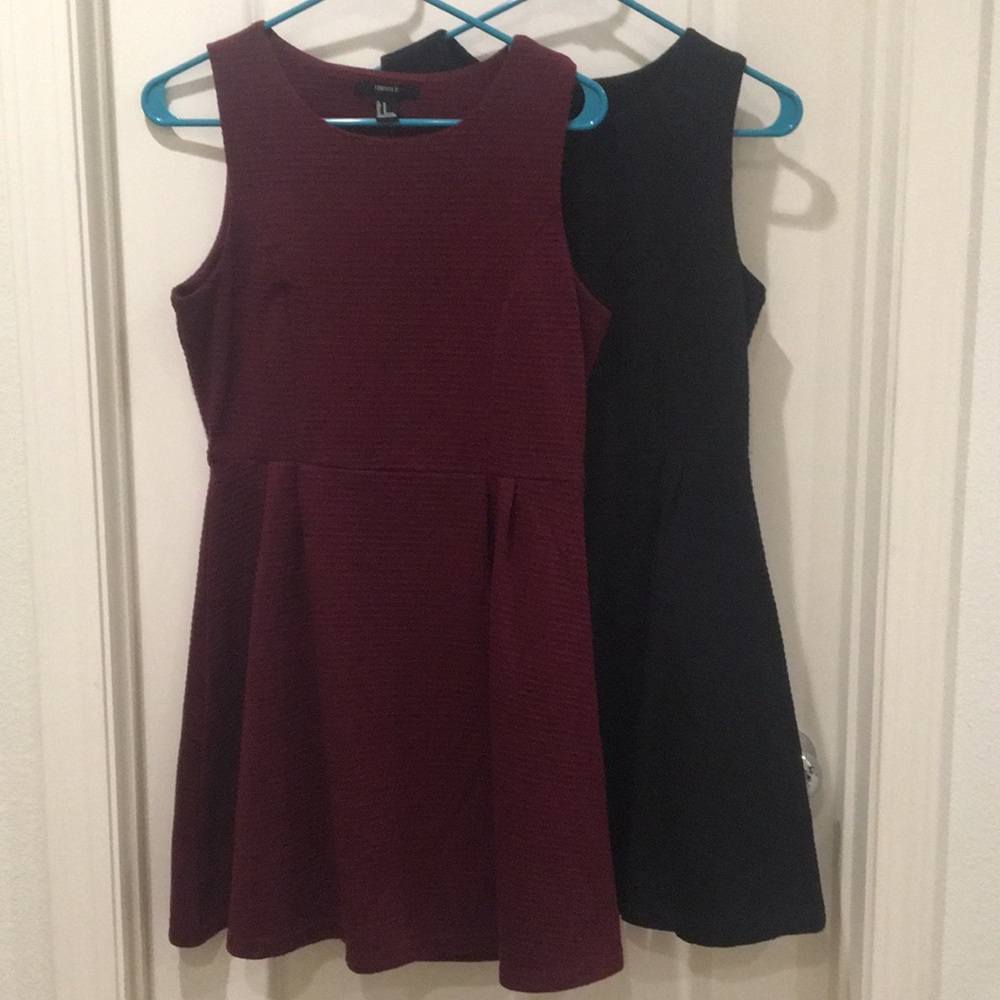 Black and Maroon Skater Dresses (Set of 2)